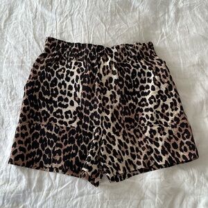 Ganni leopard linen shorts